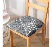 Highdi Housses de Siège de Chaise, Lot de 1,2,4 ou 6 Housse de Chaise Spandex Stretch Lavable Universelle Amovible Housse Assise Chaise, pour Salle à Manger, Hôtel (géométrie Grise,6 pièces)