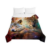 Highdi Impression de Loup 3D Bedding Couette 220 x 240 cm, Ete Douce Microfibre Couette, Couette Imprimée 220x240 Poids Léger Couette Enfant, pour Couette 2 Personnes (230 * 260cm,Ciel étoilé)