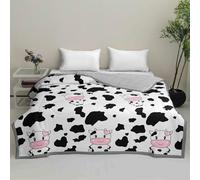 Highdi Imprimé Animal Simple Été Réversible, Été Douce Couette Jeté de Lit, Couette Poids Léger Couette Enfant, Couvre Lit en Microfibre pour Couette 2 Personnes (Vache,220x240cm)