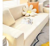 Highdi Jacquard T Housse de Canapé Extensible 1 2 3 4 Place Couleurs Unies Couverture de Canapé avec Accoudoirs, Salon Meubles Revêtement pour Animaux (Beige,2 Place)