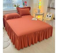 Highdi Jupe de lit à Volants Microfibre Couvre-lit Couleur Unie Coloré Doux et Antidérapant Cache Sommier avec Ourlet Élastique Drap Housse Para Single Queen King (120x200cm,Orange)