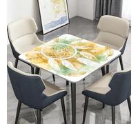 Highdi Nappe de Table Lavable, Carrée, avec Bord Élastique, pour Jardin, Intérieure Extérieure, Résistante Aux Intempéries, Anti Taches, Attrape-Rêves (Jaune Vert,170x170cm)