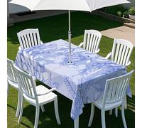 Highdi Nappe Rectangulaire avec Trou de Parasol, Exterieur Jardin Nappe de Table avec Fermeture Éclair Anti-Tache&imperméable pour Terrasse, Fête et Barbecue (259x152cm,Illustration d'art 3)