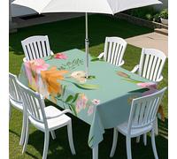 Highdi Nappe Rectangulaire avec Trou de Parasol, Exterieur Jardin Nappe de Table avec Fermeture Éclair Anti-Tache&imperméable pour Terrasse, Fête et Barbecue (213x152cm,Illustration d'art 4)