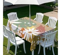 Highdi Nappe Rectangulaire avec Trou de Parasol, Exterieur Jardin Nappe de Table avec Fermeture Éclair Anti-Tache&imperméable pour Terrasse, Fête et Barbecue (213x152cm,Illustration d'art 5)