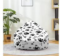 Highdi Pouf Poire sans Garnissage pour Adultes Enfants, Chien Chiot Rangement de Jouets Stockage Grande Fauteuil Pouf Pliable pour Fauteuil Housse de Pouf Poire (100 * 120cm,Empreinte Noire)