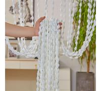 Highdi Rideau Fil Anti Mouche pour Porte Exterieure, Rideau de Porte en Perles Anti Mouche pour Exterieur et Interieur Cloison de Séparation de Pièces pour Café (Blanc,1 * 2M)