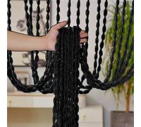 Highdi Rideau Fil Anti Mouche pour Porte Exterieure, Rideau de Porte en Perles Anti Mouche pour Exterieur et Interieur Cloison de Séparation de Pièces pour Café (Noir,1 * 2M)