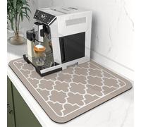 Highdi Tapis Égouttoir Vaisselle Absorbant, 2,5 mm d'épaisseur Tapis de Machine à Café Séchage Rapide, Tapis Évier Cuisine, Tapis de Séchage Vaisselle Antidérapant (40x60cm,motif kaki)