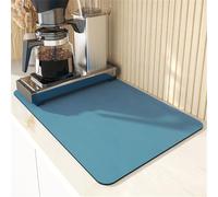 Highdi Tapis Égouttoir Vaisselle Absorbant, 2,5 mm d'épaisseur Tapis de Machine à Café Séchage Rapide, Tapis Évier Cuisine, Tapis de Séchage Vaisselle Antidérapant (30x40cm,bleu)