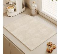 Highdi Tapis Égouttoir Vaisselle Absorbant, Tapis de Machine à Café Séchage Rapide, Tapis Évier Cuisine, Tapis de Séchage Vaisselle Antidérapant pour Bar à Café (40x50cm,texture courbe 4)