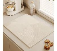 Highdi Tapis Égouttoir Vaisselle Absorbant, Tapis de Machine à Café Séchage Rapide, Tapis Évier Cuisine, Tapis de Séchage Vaisselle Antidérapant pour Bar à Café (40x50cm,texture courbe 7)
