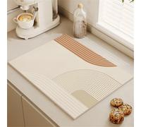 Highdi Tapis Égouttoir Vaisselle Absorbant, Tapis de Machine à Café Séchage Rapide, Tapis Évier Cuisine, Tapis de Séchage Vaisselle Antidérapant pour Bar à Café (40x50cm,texture courbe 6)