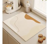 Highdi Tapis Égouttoir Vaisselle Absorbant, Tapis de Machine à Café Séchage Rapide, Tapis Évier Cuisine, Tapis de Séchage Vaisselle Antidérapant pour Bar à Café (40x50cm,texture courbe 5)