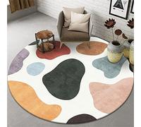 Highdi Tapis Rond Salon, Moderne Velours de Cristal Tapis de Sol Décoration Antidérapant pour Salon Chambre Cuisine Balcon Terrasse Salle à Manger Intérieur Extérieur (60cm,modèle de Vache)