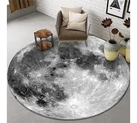 Highdi Tapis Rond Salon, Moderne Velours de Cristal Tapis de Sol Décoration Antidérapant pour Salon Chambre Cuisine Balcon Terrasse Salle à Manger Intérieur Extérieur (140cm,la Lune Noire)