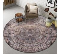 Highdi Tapis Rond Salon, Moderne Velours de Cristal Tapis de Sol Décoration Antidérapant pour Salon Chambre Cuisine Balcon Terrasse Salle à Manger Intérieur Extérieur (60cm,Anneau annuel)