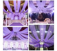 Highdi Tenture Mariage Plafond, Rideaux de Plafond Mousseline de Soie Tenture Mariage Semi Voile pour Arche de Mariage, Fête Prénatale (75x600cm,Violet)