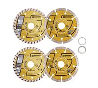 HIGHDRIL Disque Diamant 115mm - 2pcs Disques Segmentés et 2pcs Disques de Jante Turbo pour Granit Marbre Céramique Béton Maçonnerie Terrazzo Pierre Porcelaine