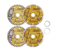 HIGHDRIL Disque Diamant 125mm - 2pcs Disques Segmentés et 2pcs Disques de Jante Turbo pour Granit Marbre Céramique Béton Maçonnerie Terrazzo Pierre Porcelaine
