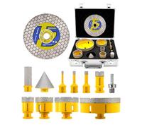 HIGHDRIL Scie Cloche Diamant 13 Pièces-Foret Diamant 6/8/10/25/35/50/68/110mm avec Foret à Chanfreiner 50 mm,Fraise Diamant 20 mm,Adaptateur et Disque-Idéal pour Carrelage,Céramique,Porcelaine, Granit