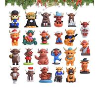 Highland Cow - 2026 Christmas 3D Box | Festive Countdown Se | 24 Piece Cartoon Figurine Set, Lightweight 230g PVC 11.02x8.66 Inch, for Kids Adults Holiday Decor Gift