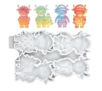 Highland Cow Silicone Molds For Christmas - 4-Pack Scottish Calf DIY | Resin Plaster And Cement Reusable Crafting Mould Suitable For Festive Desktop Decorations, Holiday Events, And Beginners