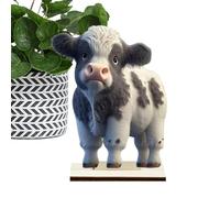 Highland Cow Wooden Decor Figurines - Cartoon Style Cattle Mini Statues, Cute Farm Animal Collection Ornaments, Handcrafted Desk Display Pieces | Home Table Styling, Shelf Decoration, Gift Idea for An