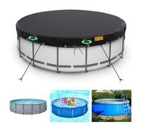 HIGHTQURO Bâche de Protection Ronde de 5,5 m pour Piscine Hors Sol, avec Cordes d'arrimage et Sac de Sable pour Augmenter la stabilité, imperméable à l'eau et à la poussière pour Jacuzzi