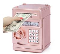 Highttoy Tirelire Électronique pour Enfants 3-12 Ans, Coffre-Fort Enfant avec Code, Tirelire Safe ATM Cadeau Jouet Fille Garçon Or Rose