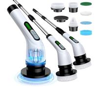 Highyes Brosse Électrique de Nettoyage Rotative avec 7 Têtes, IPX7 Étanche | Rechargeable sans Fil avec Manche Extensible, 2 Vitesses Réglables, pour Salle de Bain, Cuisine, Sol et Carrelage