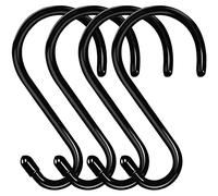 HiGift Grand crochet en S à suspendre robuste avec revêtement en vinyle pour placard, acier, métal, noir, caoutchouté, crochets en S pour suspendre plantes, jeans, pots, poêles, vêtements