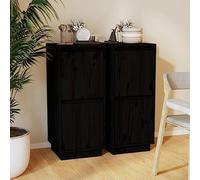 Higsose Lot de 2 buffets en bois noir 31,5 x 34 x 75 cm avec 2 portes, armoire d'appoint avec pieds flottants, espace de rangement