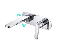 HIHKK Robinet Mural Lavabo, 135° Rotation Horizontale, Pliable, Mitigeur Lavabo Encastré, Poignée Unique Robinet Salle de Bain, Robinet en Cuivre 59A avec Boîtier Intégré, Débit d'eau Réglable