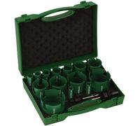 HIKOKI 754255 - Estuche combi 15 piezas sierras de corona 19, 20, 22, 25, 29, 35, 38, 44, 51, 54, 60, 65, 76, 82 mm con dientes de carburo