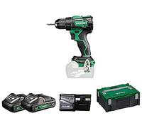 HiKOKI Akku Bohrschrauber DS18DE (18 V, 4,0 Ah Li-ion Akku, Festdrehmoment 70 Nm, moteur sans brosse, contrôle de la force réactive, 22 Drehmoment-Einstellungen, LED, Zubehör, im Transportkoffer)