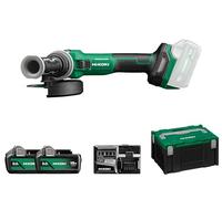 Meuleuse à interrupteur autobloquant et frein Brushless 18 V 125 mm - HIKOKI - avec batterie 18V 5Ah - chargeur - HitCase III - G1813DEWQZ