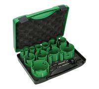 HIKOKI 754255 - Estuche combi 15 piezas sierras de corona 19, 20, 22, 25, 29, 35, 38, 44, 51, 54, 60, 65, 76, 82 mm con dientes de carburo