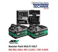HiKOKI HITACHI Multi Booster Pack A Multi Volt 2x batterie BSL36A18X 36V/2,5Ah + chargeur UC18YSL3