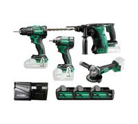 HiKOKI Kit HiKOKI perceuse-visseuse sans fil + visseuse à choc + Meuleuse d'angle + perforateur-burineur KC18DE-3 Quantité:1