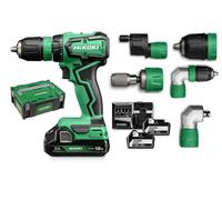 HiKOKI - Perceuse-visseuse sans fil 18V, avec accessoires, 2 batteries Li-lon 5,0 Ah, chargeur DS18DDQWSZ