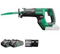 HIKOKI Scie sabre CR18DMA sans fil (18 V (2 x 4,0 Ah) Li-ion, course de scie : 29 mm, diamètre des scies dans le bois : 300 mm, scies dans le tube Ø : 130 mm, scies en acier Ø : 19 mm, gamme de