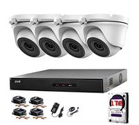 HIKVISION Hiwatch Kit de vidéosurveillance 4 canaux système de sécurité 4 caméras dôme étanches HIKVISION 20 m vision nocturne disque dur 1 To