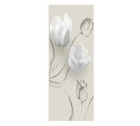Hilai Porte Autocollants Auto-Adhésif Blanc Fleurs Porte Murale Amovible Sticker Décoration XL