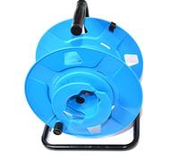 Hilark Cable Tech Enrouleur de câble vide Standard S, tambour vide avec prises, Garantie 3 ans un tambour de rallonge pour la nouvelle année (50 mètres, Tambour inversé bleu)