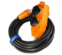Hilark Cable Tech Rallonge en PVC H05VV-F 3x2,5 15m avec RÉPARTITEUR Orange