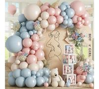 HILAVO Kit d'arche de ballons roses et bleus - Guirlande de ballons en latex pour révélation du sexe du sexe - Guirlande de ballons rose pastel bleu poudré - Ballons de fête pour garçon ou fille