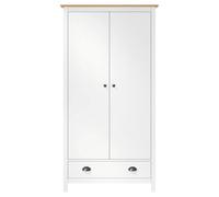 Hill - Penderie blanche en pin massif - 89 x 50 x 170 cm - Avec 2 portes, tiroir, tringle à vêtements, espace de rangement moderne pour chambre et dressing