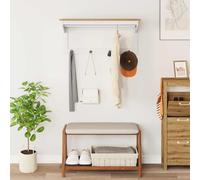 HILL Porte-manteaux blanc et marron miel 90 x 35 x 41,5 cm cintre pour veste, manteau, rangement de vêtements, couloir, chambre à coucher