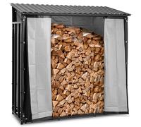 hillvert HI-FWR-16 Abri pour bois de chauffage avec bâche et toit 800 kg 89 x 191 x 192,5 cm noir - Range bûche intérieur ou extérieur